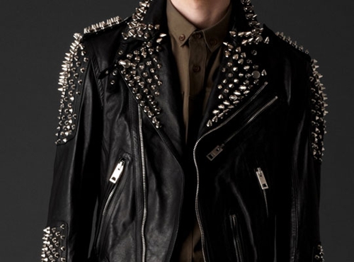 jaqueta de couro com spikes masculina