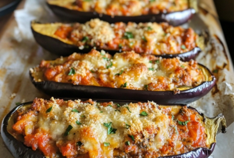 Berinjela recheada Assada à Italiana