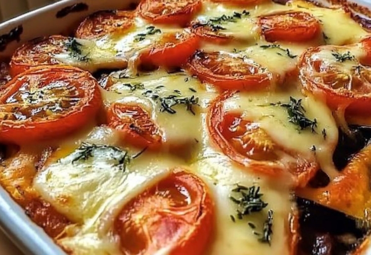 Berinjelas Assadas com Tomates e Queijo