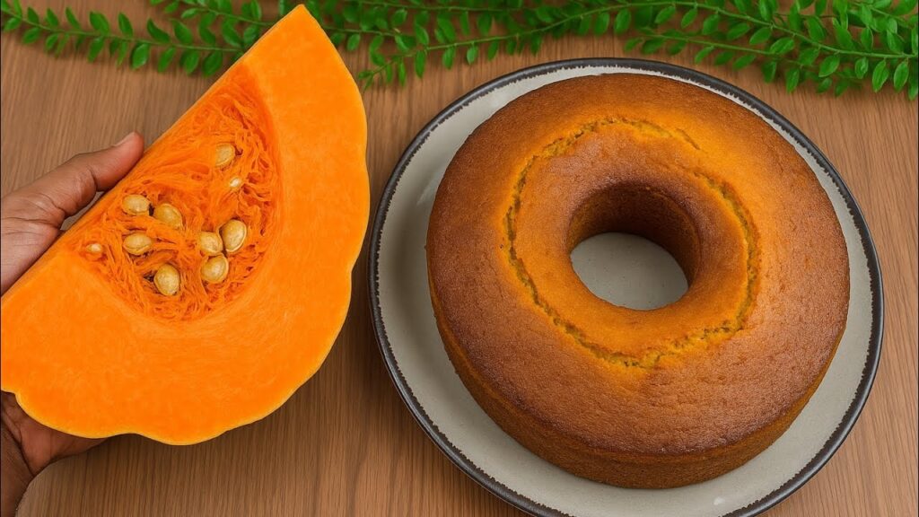 Bolo de abóbora crua sem trigo e sem leite