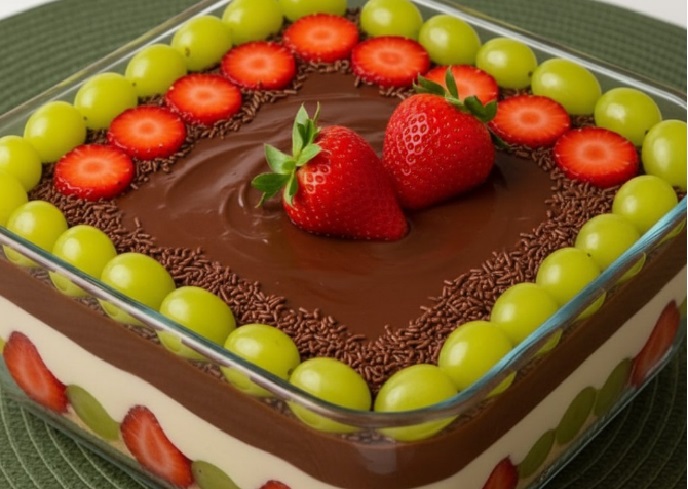 Bombom de Uva com Morangos na Travessa