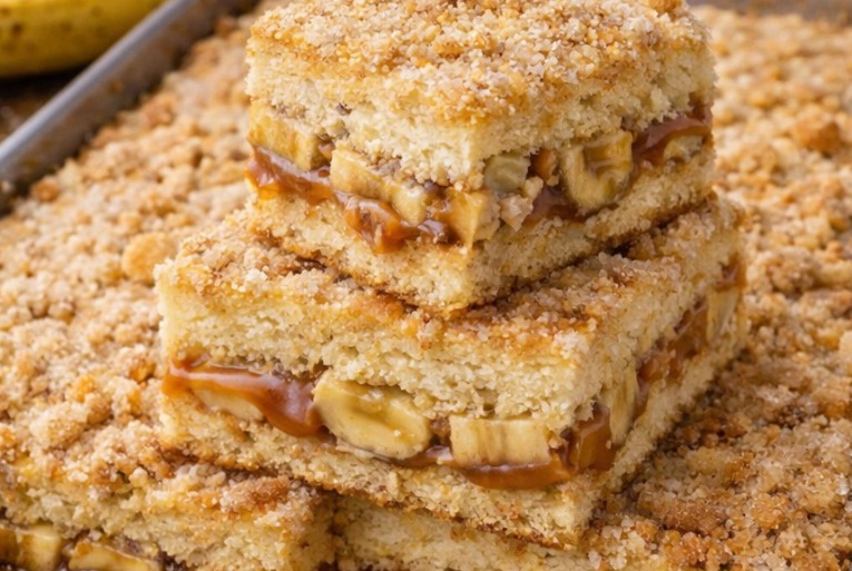 Cuca de banana com doce de leite