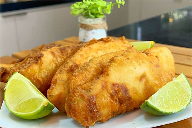 Filé de peixe empanado com casquinha sequinha e crocante