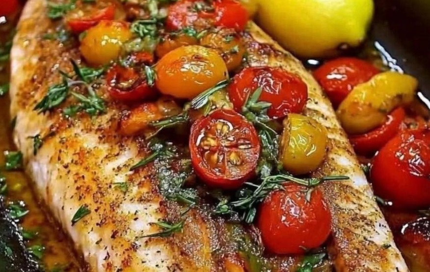 Filé de Peixe com Tomate Cereja e Limão
