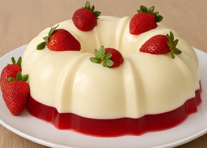 Gelatina de Morango com Leite Ninho