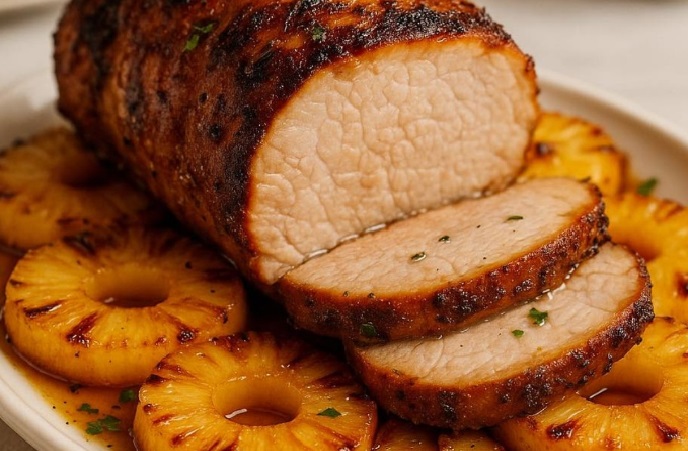 Lombo Assado com Molho de Abacaxi