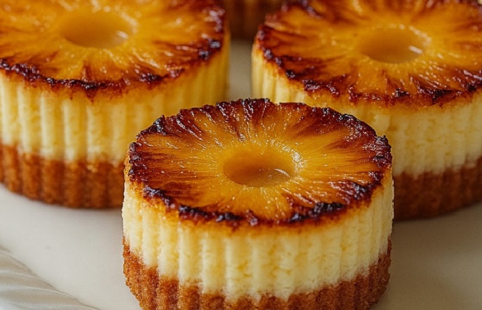 Mini Cheesecakes de Abacaxi com Leite de Coco