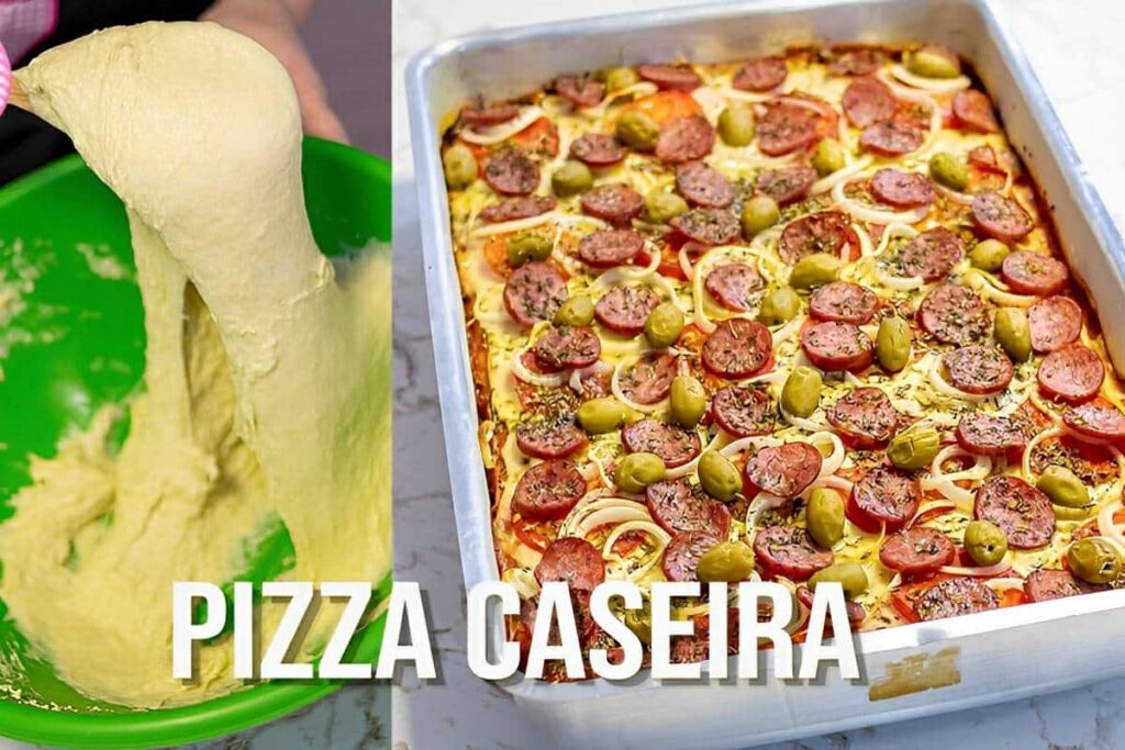 Pizza caseira pronta em poucos minutos com massa fofinha