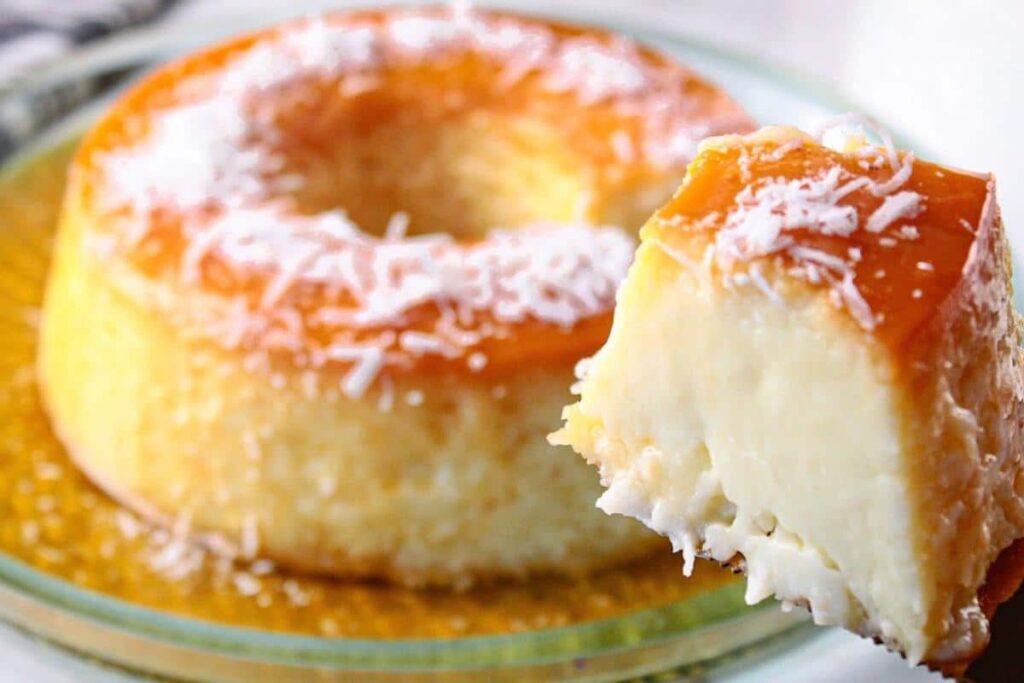 Pudim de coco cremoso que não precisa de forno