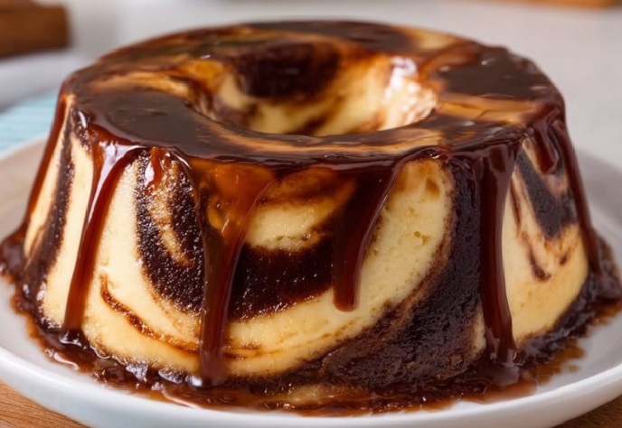 Pudim Mesclado de Ninho com Chocolate