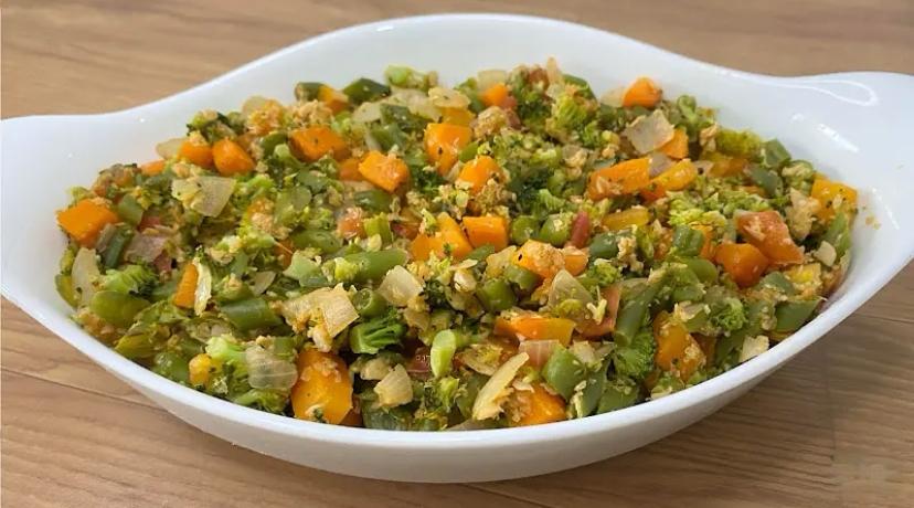 Salada de Brócolis, cenoura e vagem