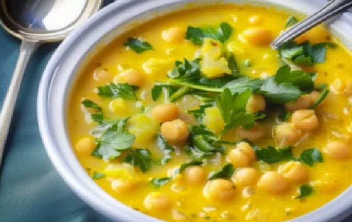 Sopa de Grão de Bico com Leite de Coco e Curry
