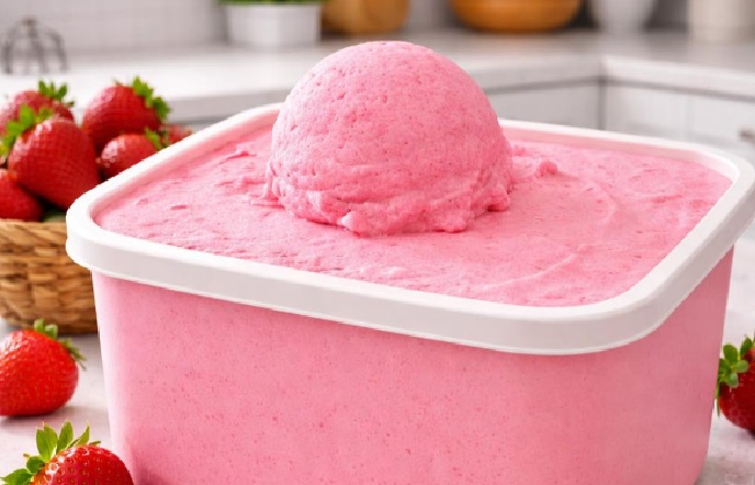 Sorvete caseiro de Tang de morango