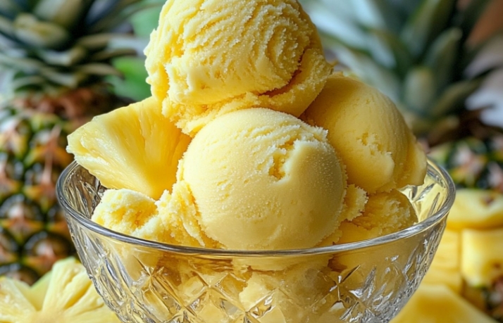 Sorvete de Abacaxi refrescante