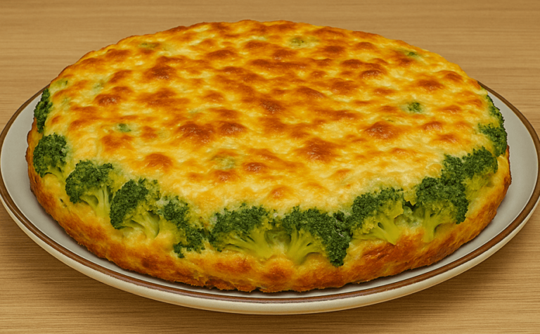 Torta de batata gratinada com brócolis e queijo