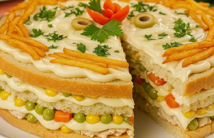 Torta Fria de Frango com Requeijão